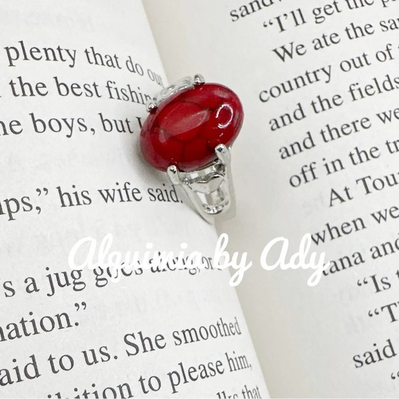 Red mountain turquoise cowgirl silver gem ring /fortune and success - Picture 1 of 6